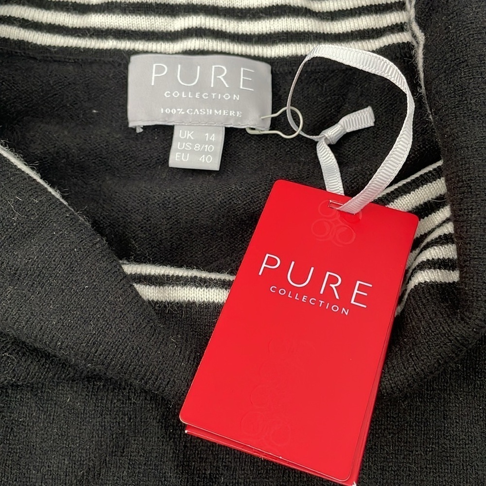 Women's Pure Collection 100% Cashmere Bardot 3/4th Sleeve Sweater Size 8/10 - Picture 12 of 15